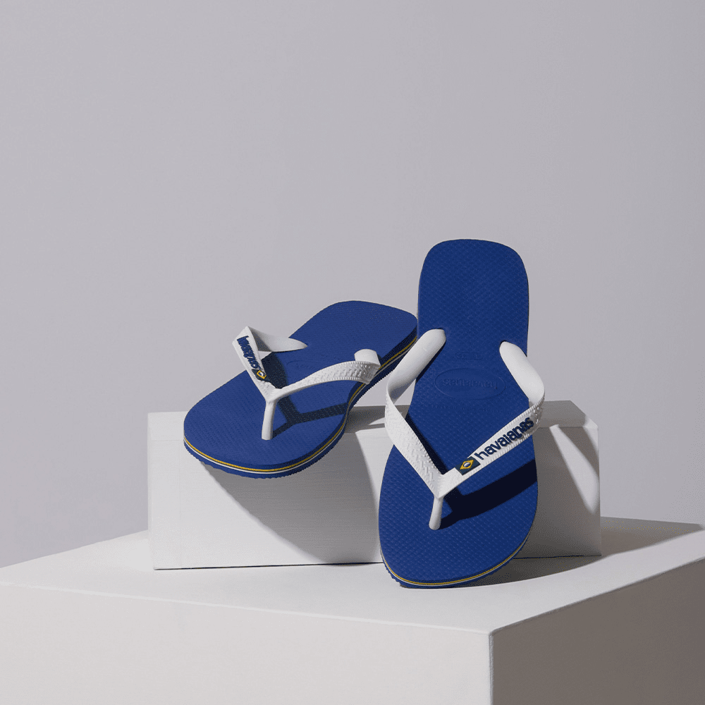 Women's Brazil Logo Flip Flops - Marine Blue